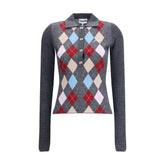 Ganni Gray Merino Wool Polo Shirt